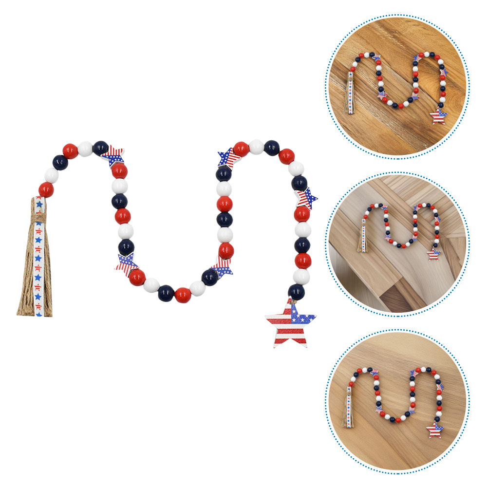 Patriotic Wood Bead Garland In - Twine Jute Natural recension och pris