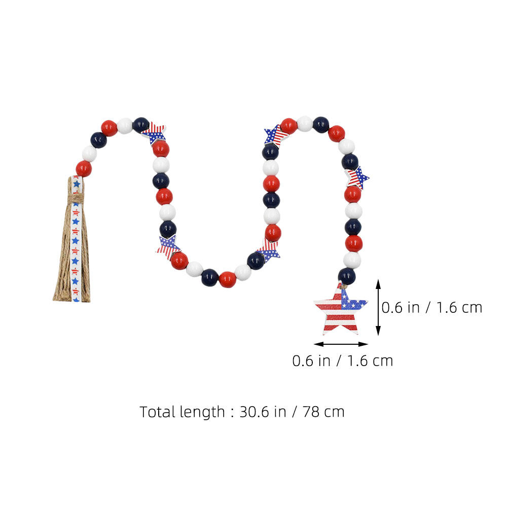 Patriotic Wood Bead Garland In - Twine Jute Natural recension och pris
