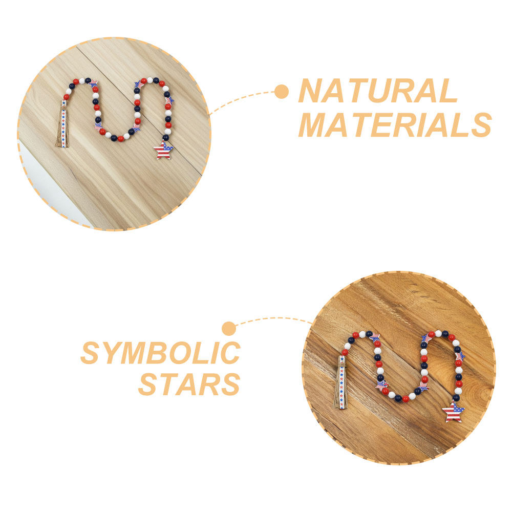 Patriotic Wood Bead Garland In - Twine Jute Natural recension och pris