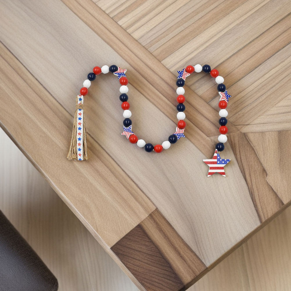 Patriotic Wood Bead Garland In - Twine Jute Natural recension och pris